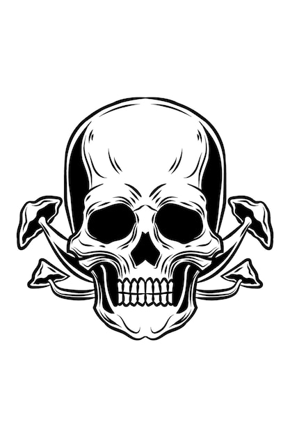 skull with mushroom vector illustration