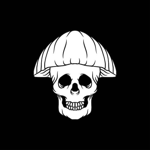 Vector skull with mushrooms