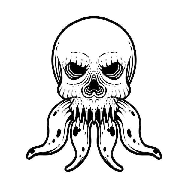 Skull with octopus style