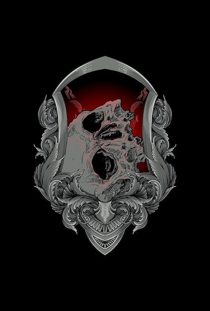 Vector skull with ornament artwork illustration