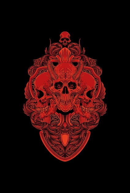 Skull with ornament vector illustration