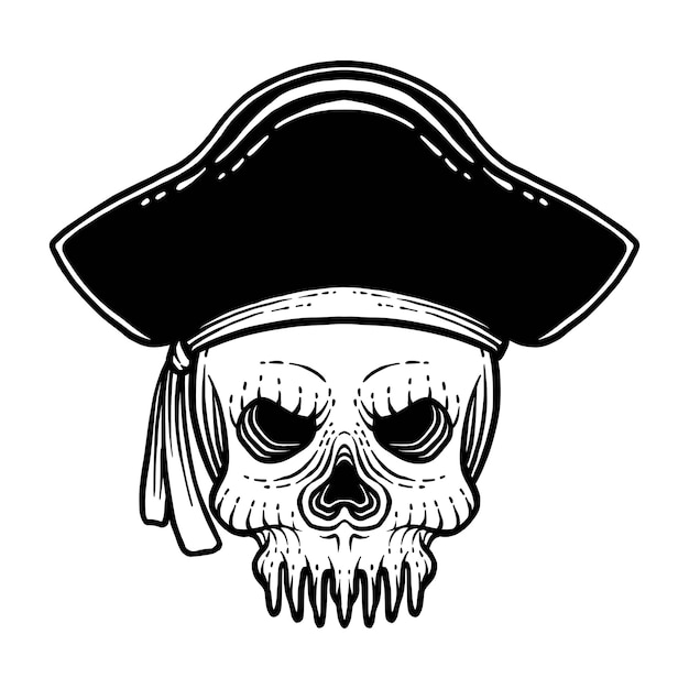 Vector skull with pirate hat accessories