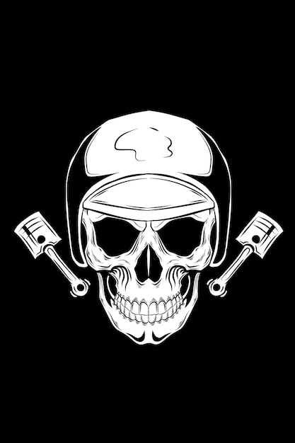 Vector skull with piston vector illustration