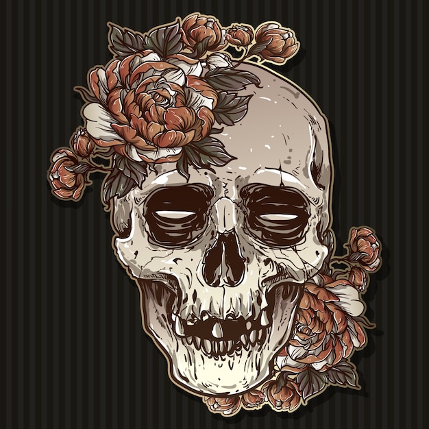 Skull with rose vector