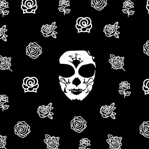 Skull with roses vector illustration