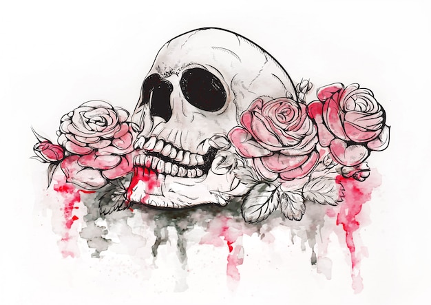 Skull with roses