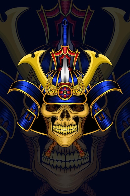 Skull with samurai vector illustration