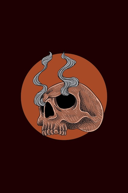 Vector skull with smoke vector illustration