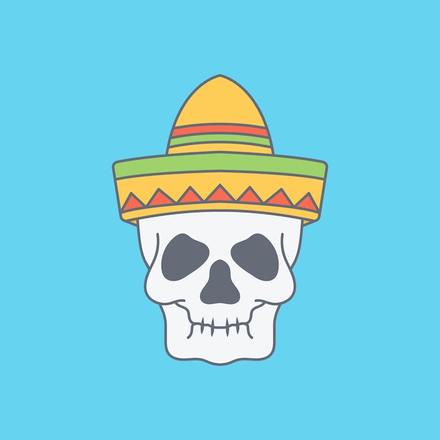 Skull with sombrero illustration