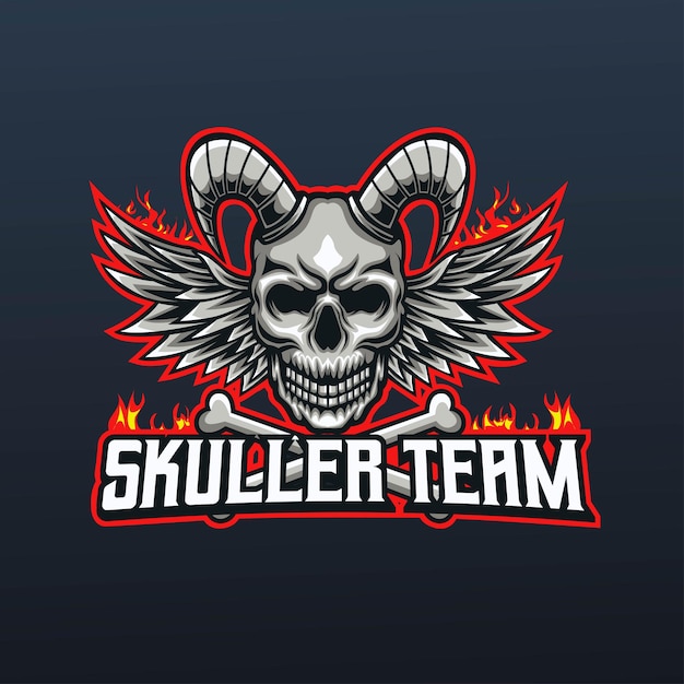 skull with wings mascot logo template easy to edit and customize