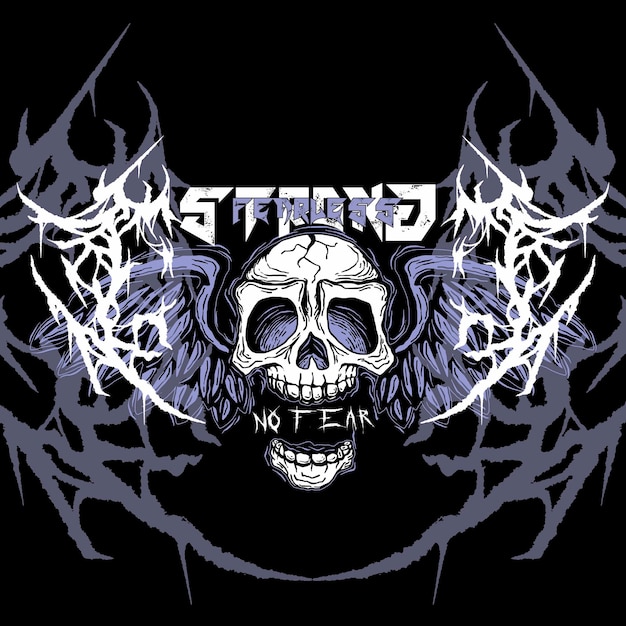 Vector a skull with wings and a skull with the word strong on it