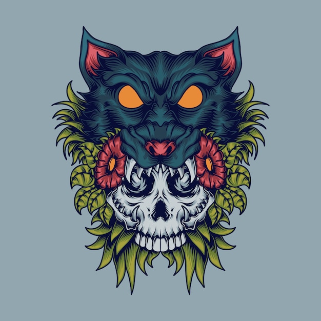 Skull Wolf illustration