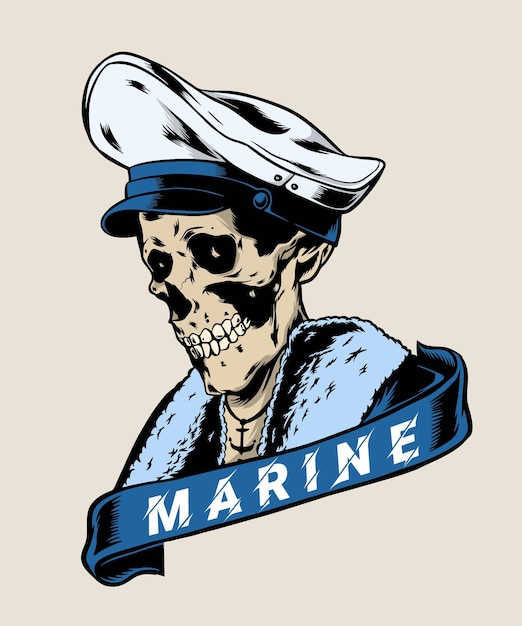 SkullofMarineCaptainLogoVector