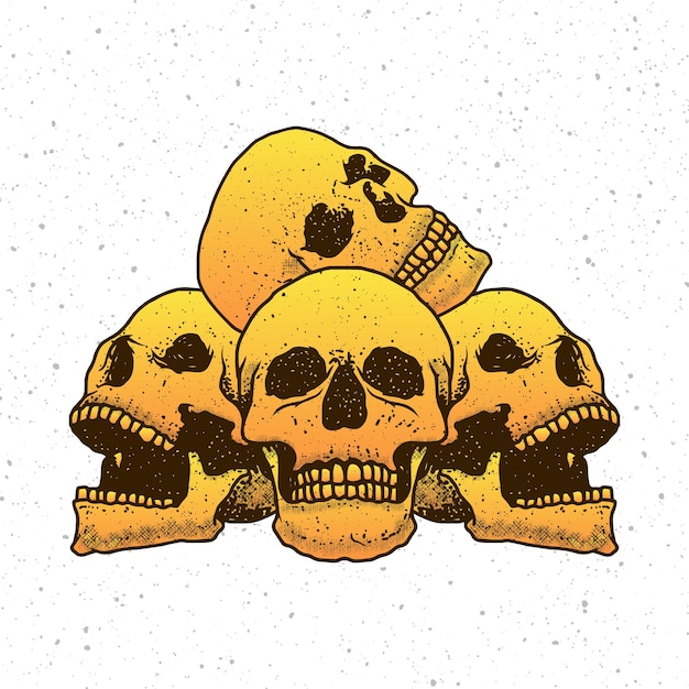 Skulls illustration with hand drawing style