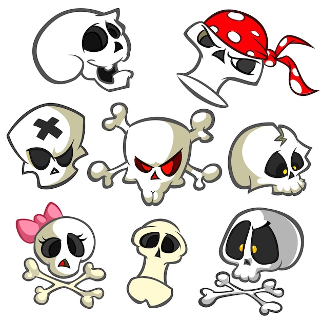 Vector skulls set