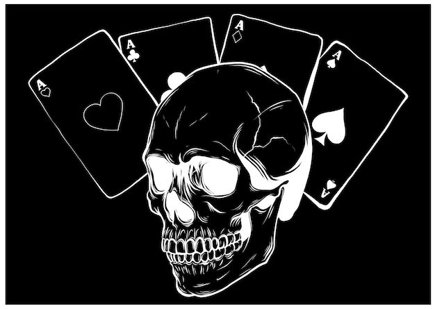 Vector skulls with playing cards set of vector