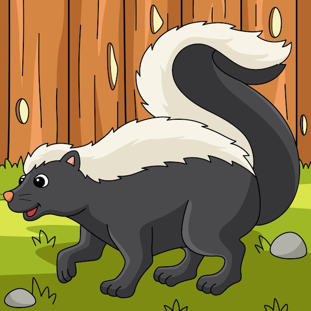 Skunk Animal Colored Cartoon Illustration