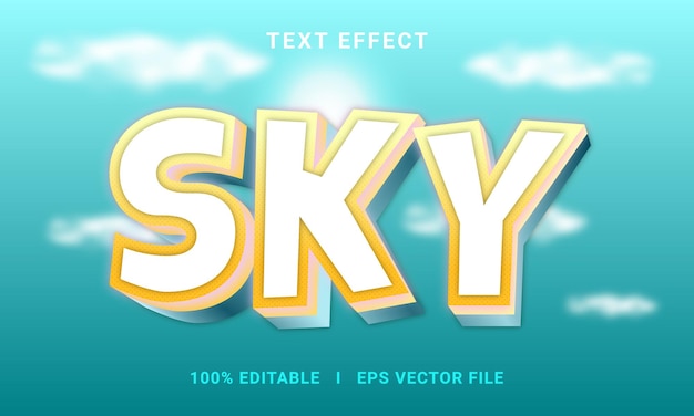 Sky 3d editable text effect vector graphic style