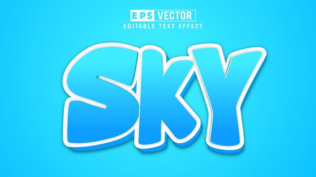 Sky 3d редактируемый текстовый эффект вектор с фоном