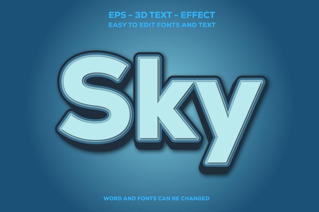 Vettore effetto di testo sky 3d