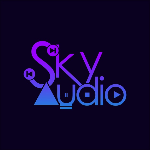 Sky audio muziek premium logo vector