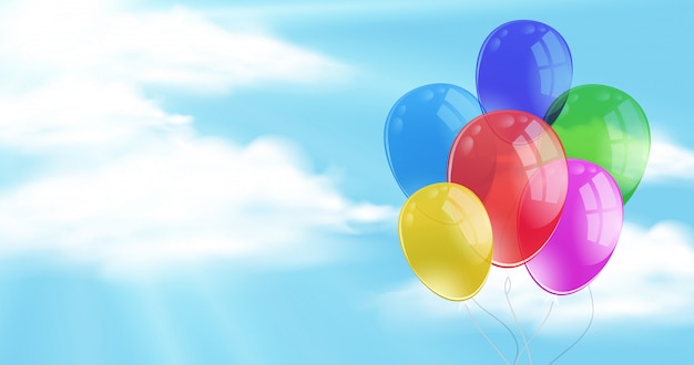 Sky background with ballooons floating in air