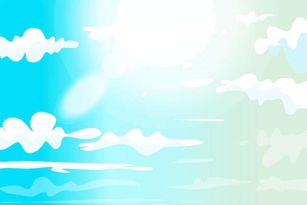 Sky background with sun in flat style