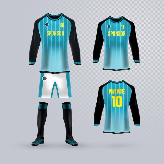 Maglietta da calcio di colore nero cielo mock up