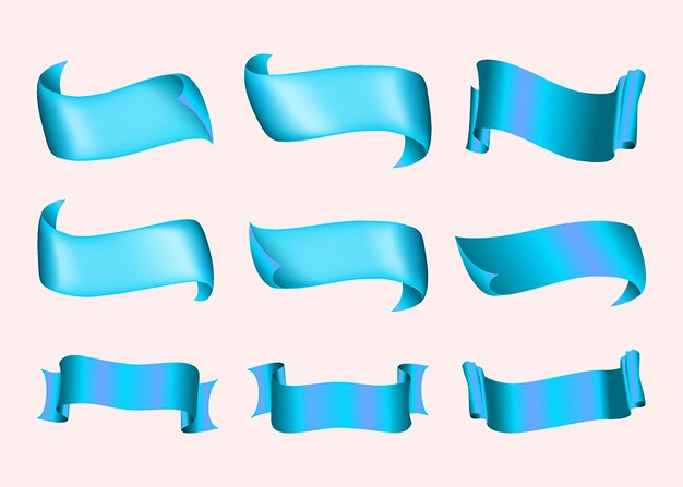Illustrazione vettoriale del set di design sky blue ribbons