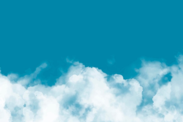 空の青と白の雲 水彩画 手描きのベクトルイラスト 浅い空の青のブラシ p