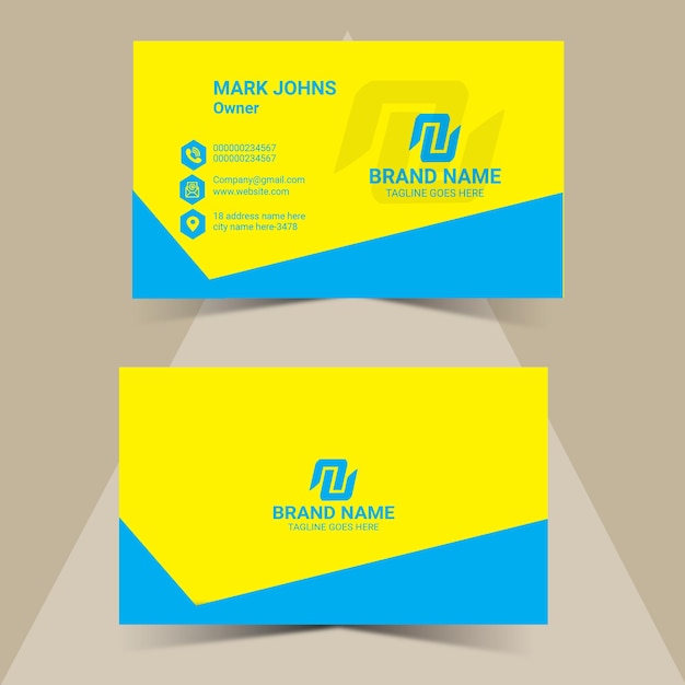 Vector a sky blue and yellow business card design