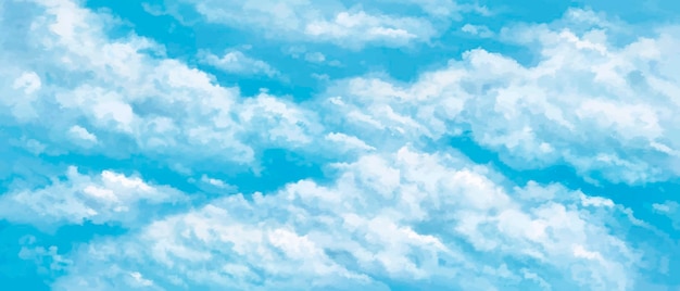 空と雲が手で描かれた背景