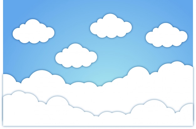 Vector sky cloud papercut background