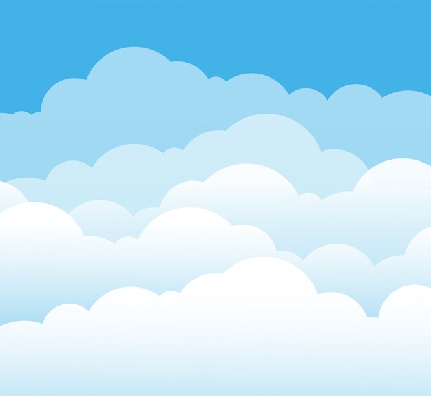 Vector sky and clouds flat style