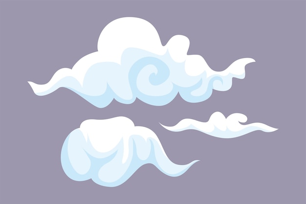Nuvole del cielo bianche concetto delle nuvole illustrazione vettoriale piatta a colori isolata