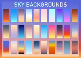 sky color gradient background set templates of texture for banner poster flyer presentation mobile apps and smartphone screen design vector illustration