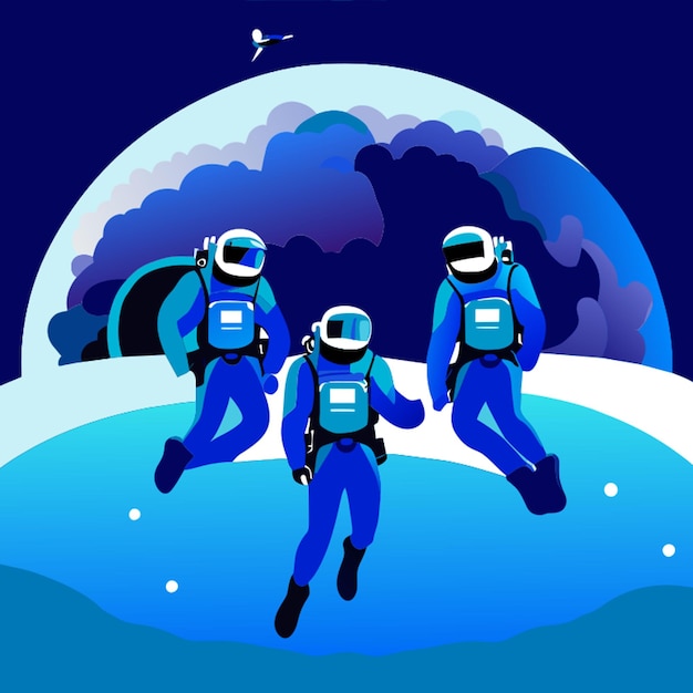 Vector sky diver people vector illustration