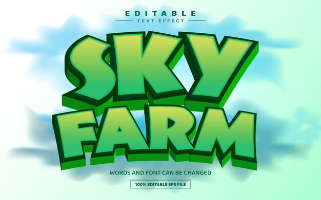 Sky farm 3d bewerkbare teksteffectsjabloon