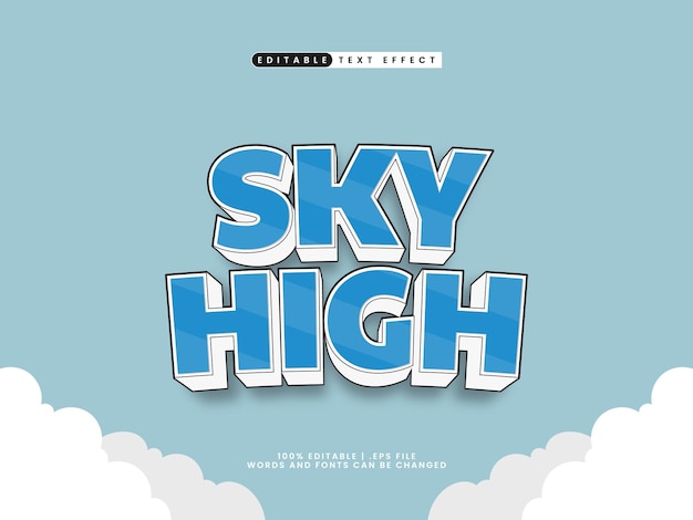 Vector sky high editable text effect