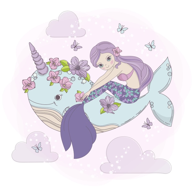 Sky mermaid sea princess dream cartoon