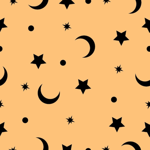 Vector sky moon and star vector seamless pattern