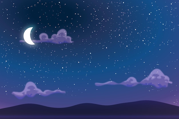 Vector sky in the night background for online video conferencing