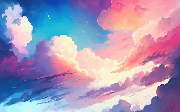 Vector sky painting watercolor