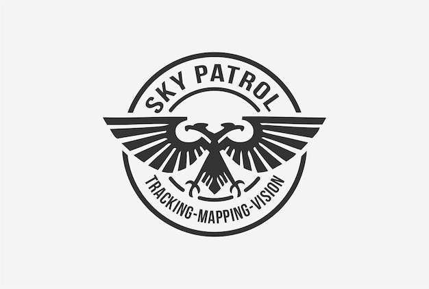 Vector sky patrol emblem logo design with eagle element.