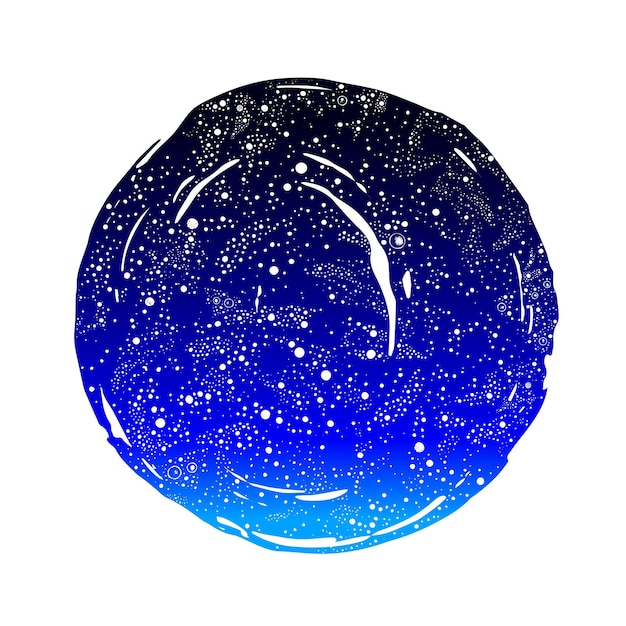 Vector sky sircle vector blue watercolor galaxy background round star sky illustration planet sphere