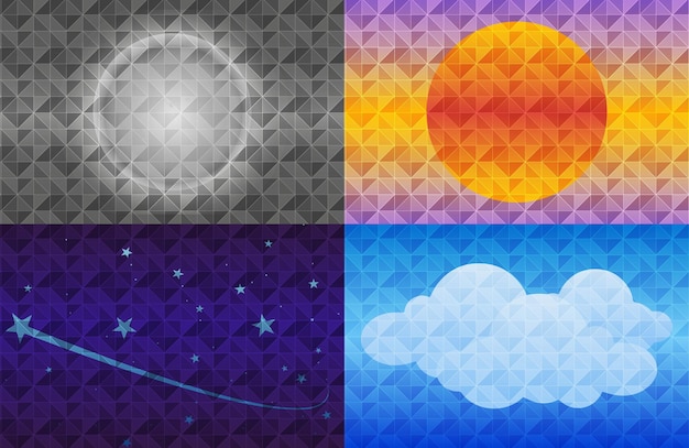 Sky Sunset 4 Triangle Background Design Vector