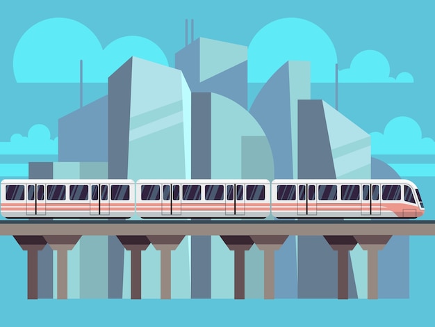 Vector sky train subway landscape flat concept