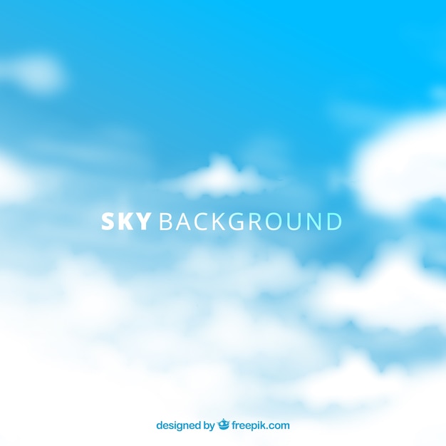 Vector sky with clouds background in flat style