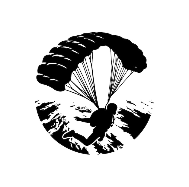 Vector skydiver silhouette parachuting vector illustration