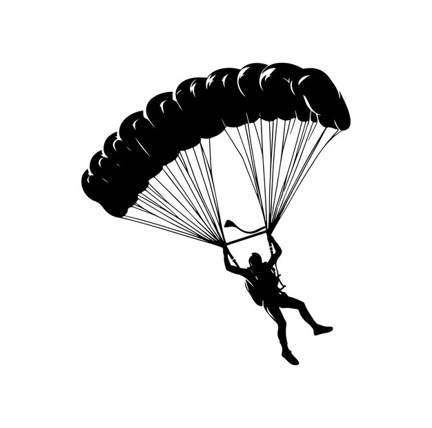 Vector skydiver silhouette parachuting vector illustration